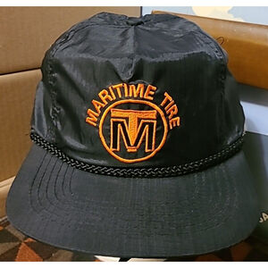 Vintage Maritime Tire Hat Cap Snapback Trucker Rope Black New Old Stock NOS
